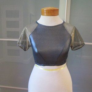 Les Benjamins Cropped Cut Out Iridescent Top